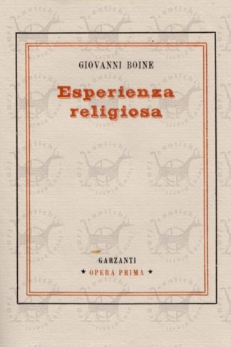 BOINE GIOVANNI - Esperienza religiosa - Frontespizio