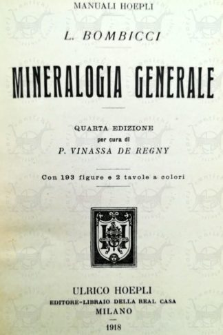 BOMBICCI LUIGI - Mineralogia generale Frontespizio