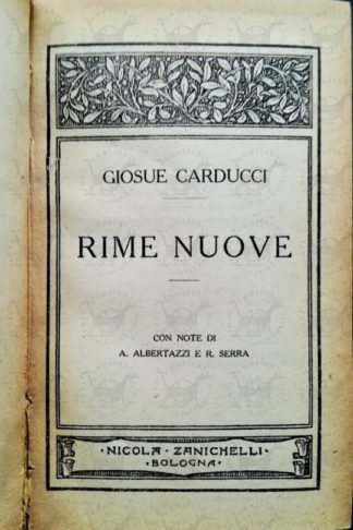 CARDUCCI GIOSUÈ - Rime nuove - Frontespizio