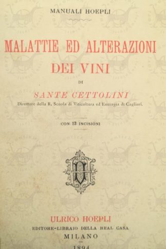 CETTOLINI SANTE - Malattie ed alterazioni dei vini Frontespizio