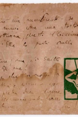 COZZANI ETTORE - Biglietto con testo manoscritto e autografo di Ettore Cozzani diretto a Ettore Janni