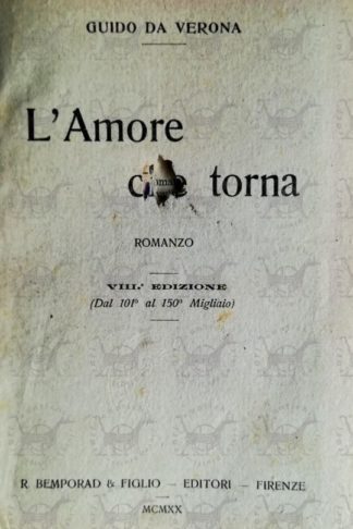 DA VERONA GUIDO - L'amore che torna - Frontespizio