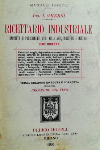 GHERSI ITALO - Ricettario industriale 1904 Frontespizio