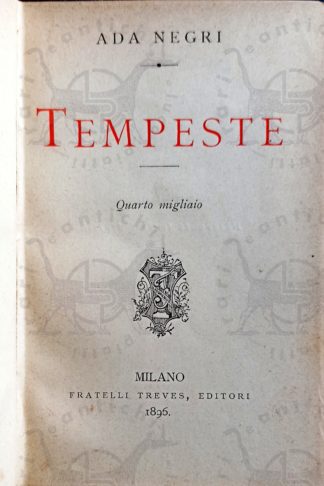 NEGRI ADA - Tempeste - Frontespizio