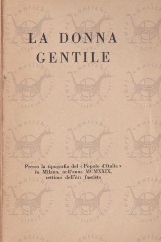 PICCOLI VALENTINO - La donna gentile - Frontespizio