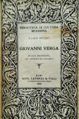 RUSSO LUIGI – Giovanni Verga. Nuova redazione con appendice bibliografica