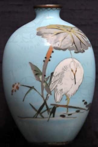 Kottoyaantiquariato.giapponese-Vaso-cloisonné-airone