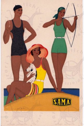 Cartolina_d_epoca_ Mateldi_Filiberto_SAMA_Costumi_da_bagno