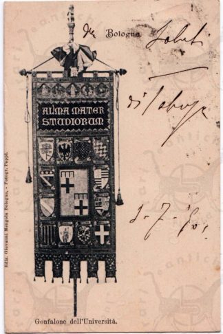 Cartolina d'epoca Bologna Gonfalone dell'Università