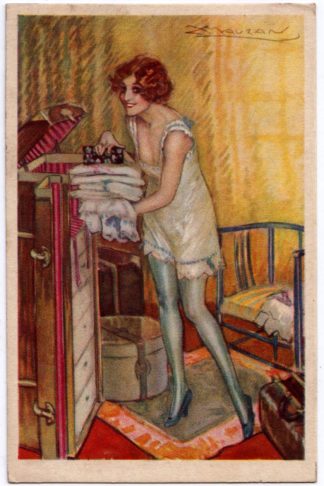 Cartolina_d_epoca_Mauzan_Achille_Luciano_donnina_ donnine