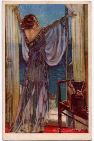 Cartolina_d_epoca_Mauzan_Achille_Luciano_donnina_ donnine
