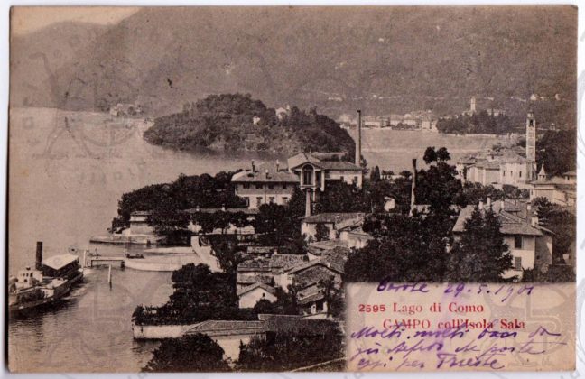 Cartolina_d_epoca_Tremezzina_Lenno_frazione_Campo_Isola_Sala_Lago_di_Como