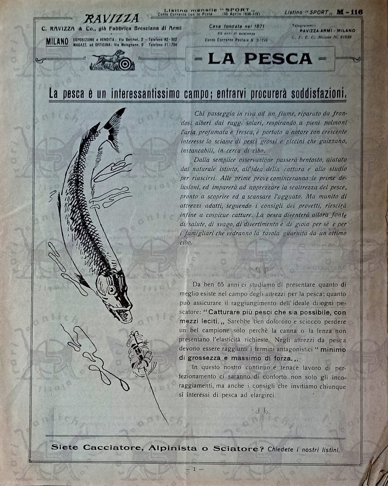 Catalogo_Commerciale_C_ Ravizza_&_Co_già_fabbrica_Bresciana_di armi_Listino_mensile_LA_PESCA_Sport_30_aprile_1936_Milano
