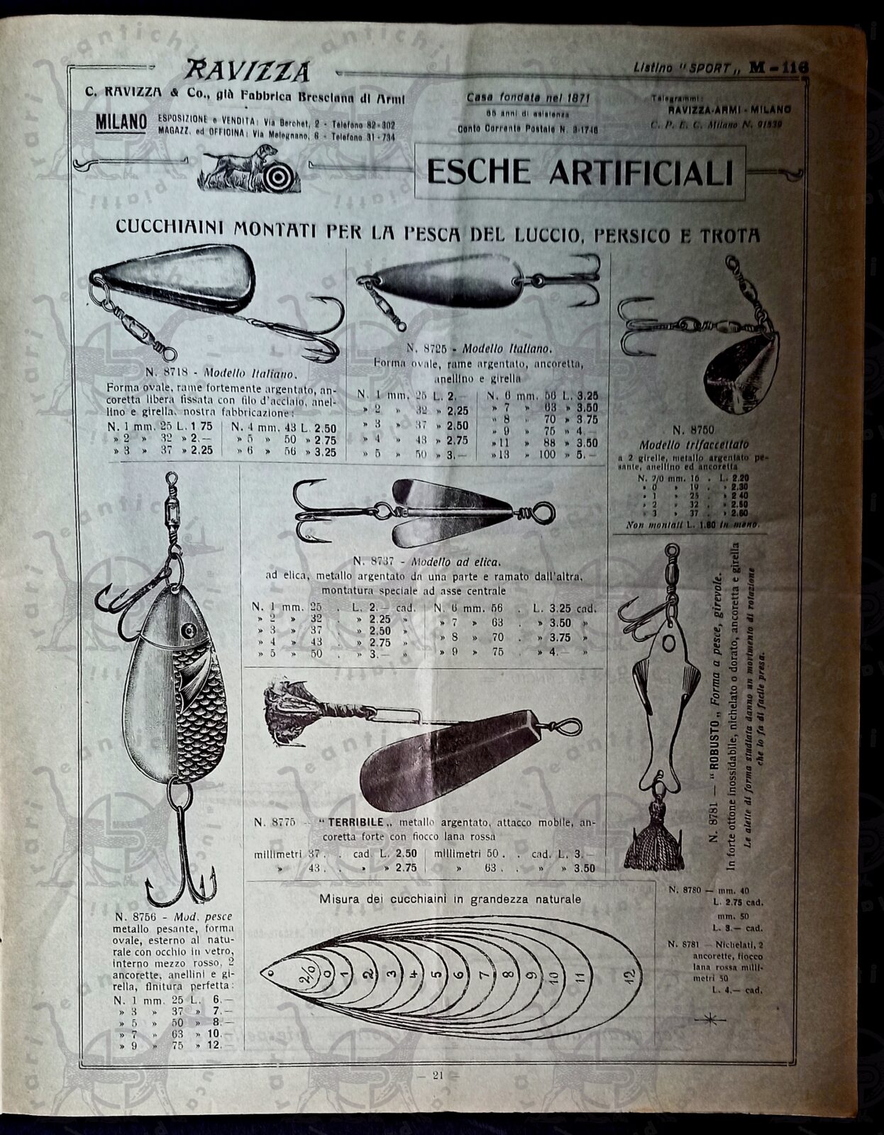 Catalogo_Commerciale_C_ Ravizza_&_Co_già_fabbrica_Bresciana_di armi_Listino_mensile_LA_PESCA_Sport_30_aprile_1936_Milano