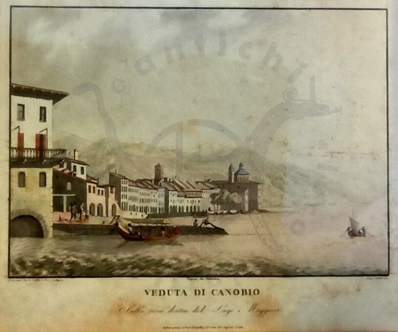 Veduta _di_Canobio_Cannobio_lago_maggiore_Luigi_Rados_acquaforte