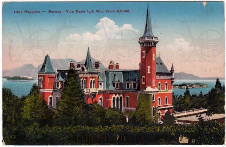 Cartolina_d'epoca_regionalismo_LAGO_MAGGIORE_PIEMONTE_Verbano_Cusio_Ossola_BAVENO_villa_maria_clara_enfreld