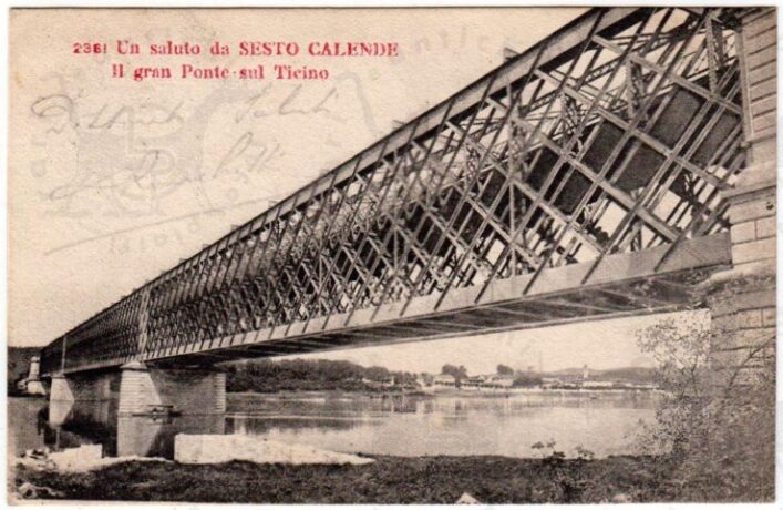 Cartolina_d'epoca_regionalismo_Lombardia_Varese_Sesto_Calende_ Lago_Maggiore_PONTE_fiume_Ticino (Copia)