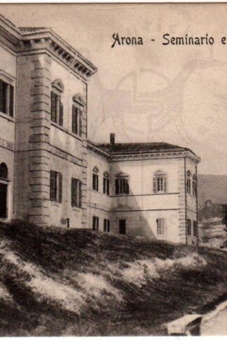Cartolina_d'epoca_regionalismo_lago_maggiore_Piemonte_Verbano_Cusio_ossola_arona_seminario_colosso_san_carlo