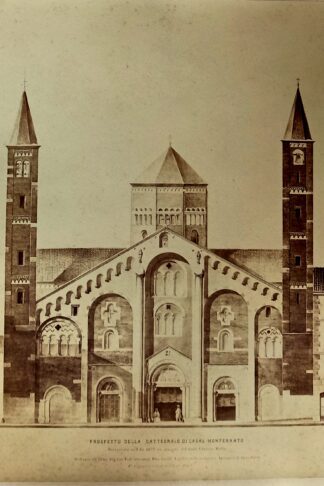Pompeo Pozzi Fotografia antica albumina Raffigura il Prospetto della cattedrale di Casal Monferrato Alessandria