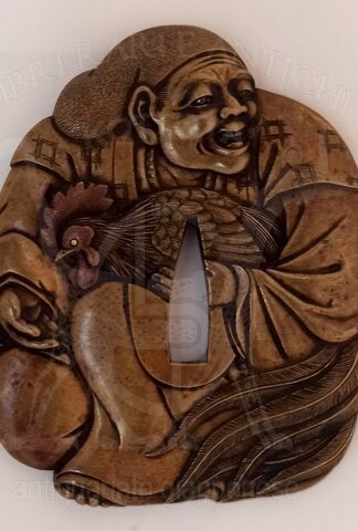 MASAMITSU_Tsuba_bronzo_Uomo_gallo_ornamentale_cook_tori (1) (Copia)