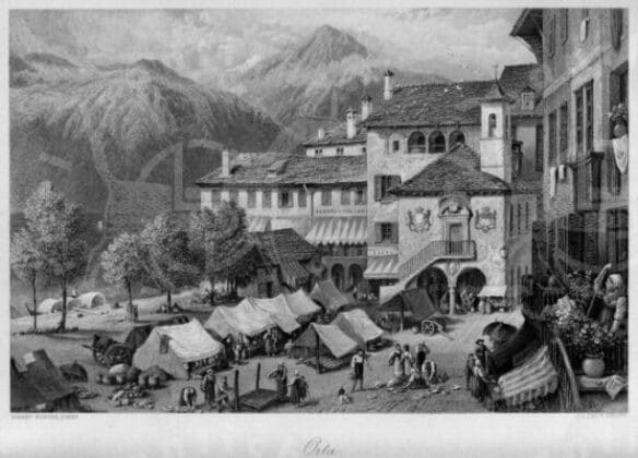 Criptozoologia_Piemonte_Abbazzia_Staffarda_Lago_d’Orta_librirarieantichi_incisioneoriginale