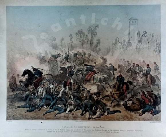 DORE PAUL GUSTAVE - Bataille de Solferino Battaglia di Solferino 24 giugno 1859 Litografia originale
