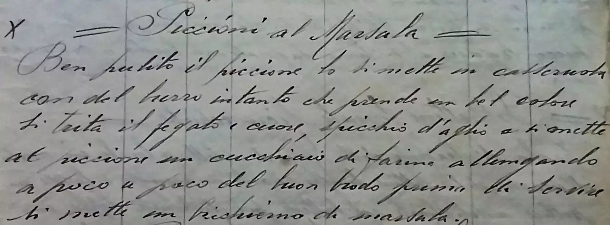ricette manoscritto cucina gastronomia