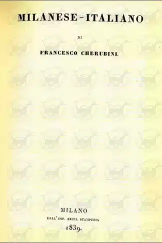 CHERUBINI FRANCESCO - Vocabolario milanese italiano Frontespizio